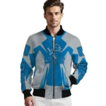 customized detroit lions spider mark blue grey crocs bomber jacket best selling