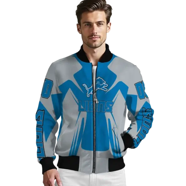 customized detroit lions spider mark blue grey crocs bomber jacket high quality