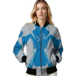 customized detroit lions spider mark blue grey crocs bomber jacket best selling
