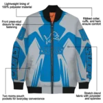 customized detroit lions spider mark blue grey crocs bomber jacket best selling