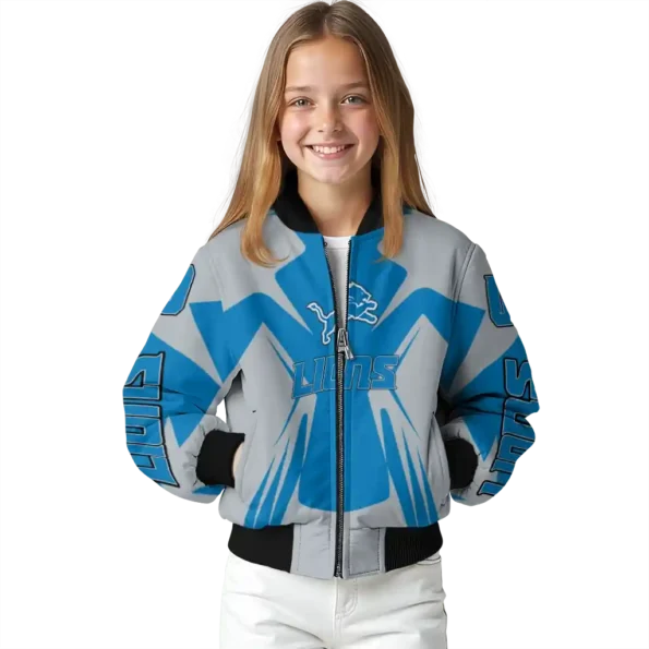 customized detroit lions spider mark blue grey crocs bomber jacket top rated