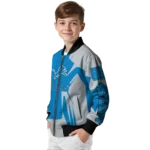 customized detroit lions spider mark blue grey crocs bomber jacket best selling