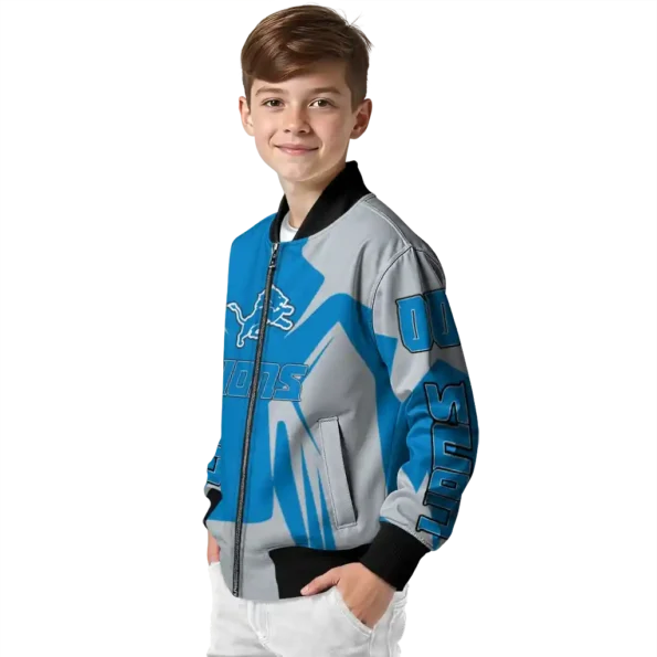 customized detroit lions spider mark blue grey crocs bomber jacket trendy