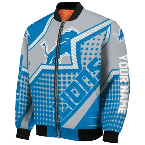 customized detroit lions star burst blue bomber jacket best selling