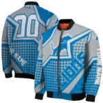 customized detroit lions star burst blue bomber jacket best selling