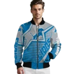 customized detroit lions star burst blue bomber jacket best selling