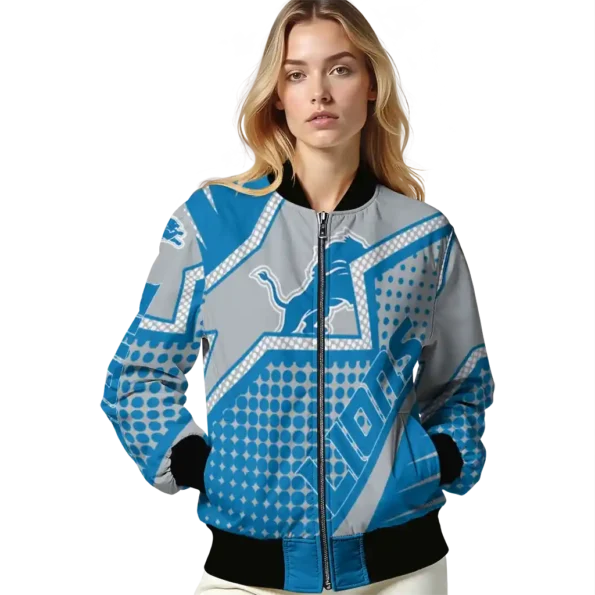 customized detroit lions star burst blue bomber jacket latest model
