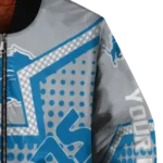 customized detroit lions star burst blue bomber jacket best selling