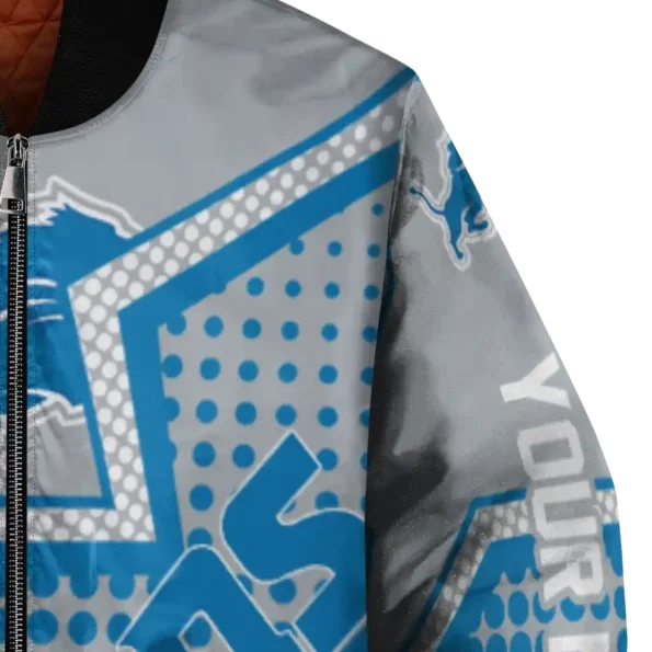 customized detroit lions star burst blue bomber jacket premium grade