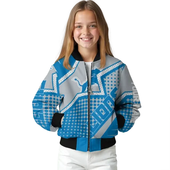 customized detroit lions star burst blue bomber jacket top rated