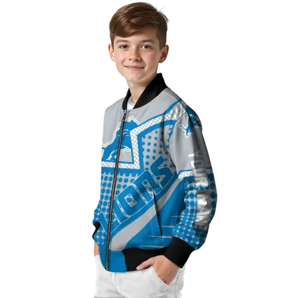 customized detroit lions star burst blue bomber jacket trendy