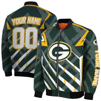 customized green bay packers chevron angles green bomber jacket fashion forward