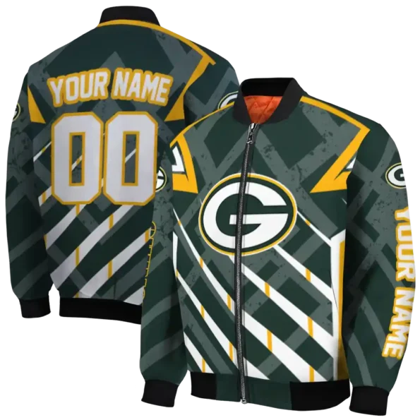 customized green bay packers chevron angles green bomber jacket fashion forward