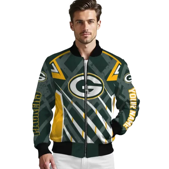 customized green bay packers chevron angles green bomber jacket high quality