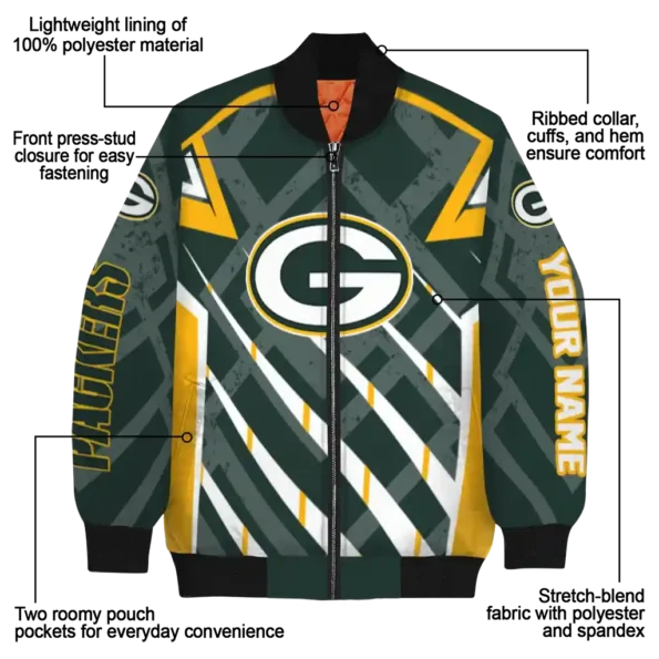 customized green bay packers chevron angles green bomber jacket new arrival