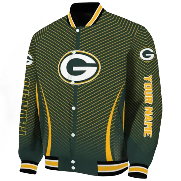 customized green bay packers chevron arrow green varsity jacket best selling.webp