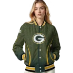 customized green bay packers chevron arrow green varsity jacket best selling.webp