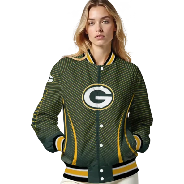 customized green bay packers chevron arrow green varsity jacket latest model.webp