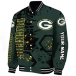 customized green bay packers hexagon cluster green black varsity jacket best selling.webp