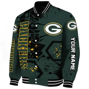 customized green bay packers hexagon cluster green black varsity jacket best selling.webp