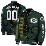 customized green bay packers hexagon cluster green black varsity jacket best selling.webp