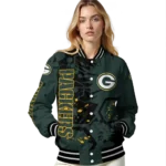customized green bay packers hexagon cluster green black varsity jacket best selling.webp
