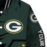 customized green bay packers hexagon cluster green black varsity jacket best selling.webp