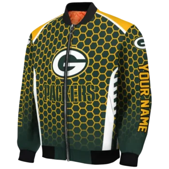 customized green bay packers hexagon grid green bomber jacket best selling