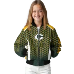 customized green bay packers hexagon grid green bomber jacket best selling