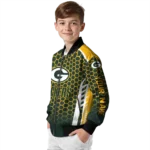 customized green bay packers hexagon grid green bomber jacket best selling