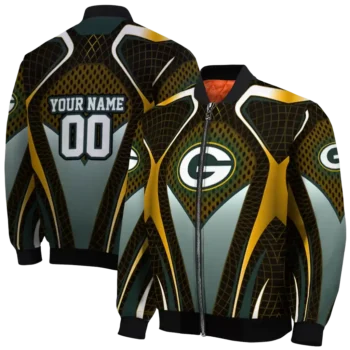 customized green bay packers mesh chest yellow crocs black bomber jacket fashion forward