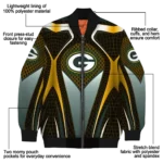 customized green bay packers mesh chest yellow crocs black bomber jacket best selling