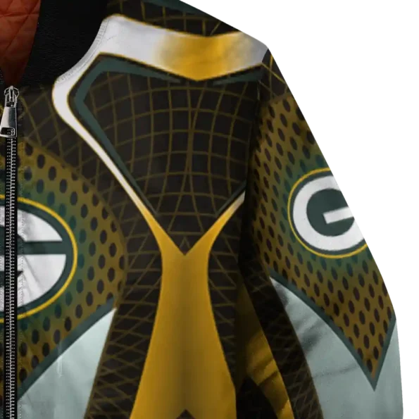 customized green bay packers mesh chest yellow crocs black bomber jacket premium grade
