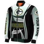 customized green bay packers mesh effect green black bomber jacket best selling