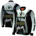 customized green bay packers mesh effect green black bomber jacket best selling
