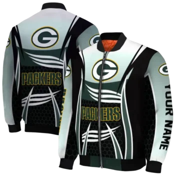 customized green bay packers mesh effect green black bomber jacket fashion forward
