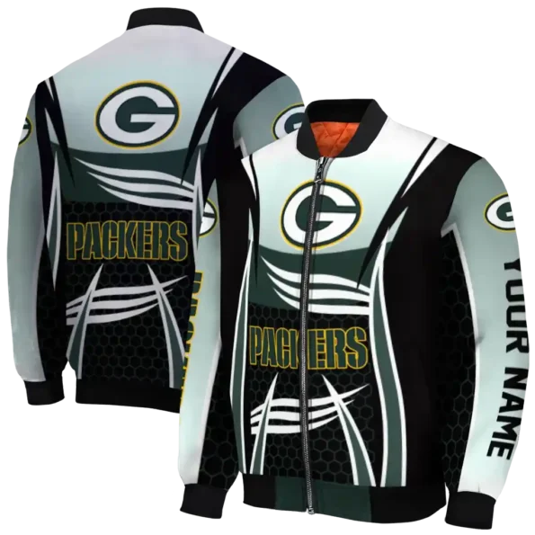 customized green bay packers mesh effect green black bomber jacket fashion forward