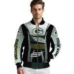 customized green bay packers mesh effect green black bomber jacket best selling