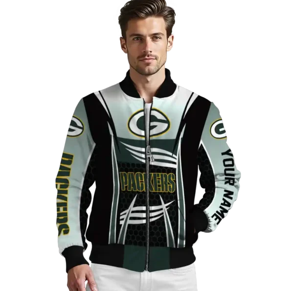 customized green bay packers mesh effect green black bomber jacket high quality