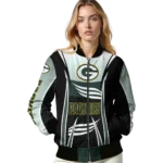 customized green bay packers mesh effect green black bomber jacket best selling