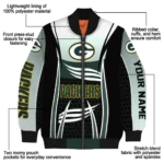 customized green bay packers mesh effect green black bomber jacket best selling