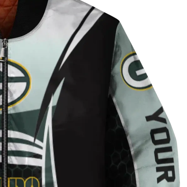 customized green bay packers mesh effect green black bomber jacket premium grade