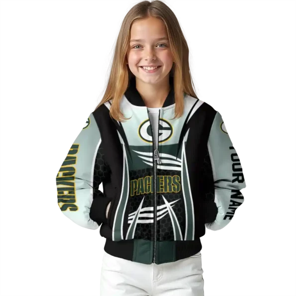 customized green bay packers mesh effect green black bomber jacket top rated