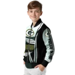customized green bay packers mesh effect green black bomber jacket best selling
