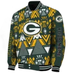 customized green bay packers pyramid shapes green varsity jacket best selling.webp