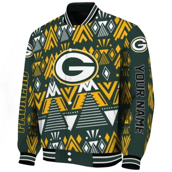 customized green bay packers pyramid shapes green varsity jacket best selling.webp