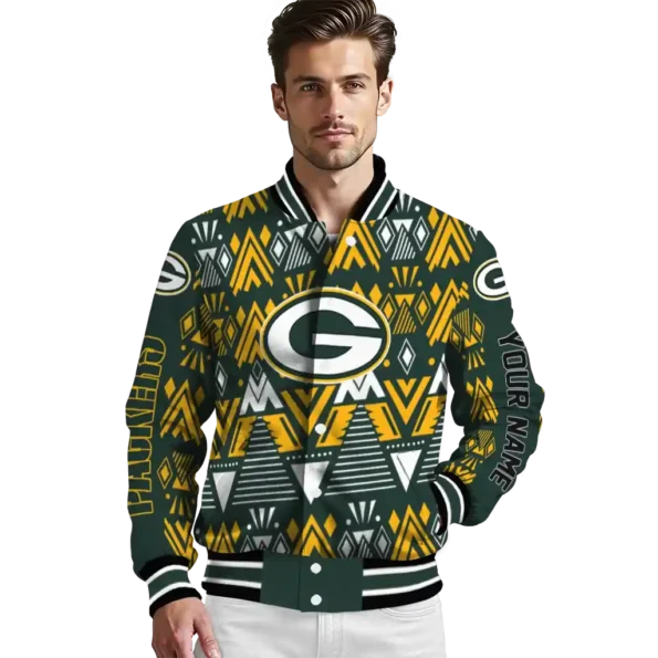 customized green bay packers pyramid shapes green varsity jacket high quality.webp