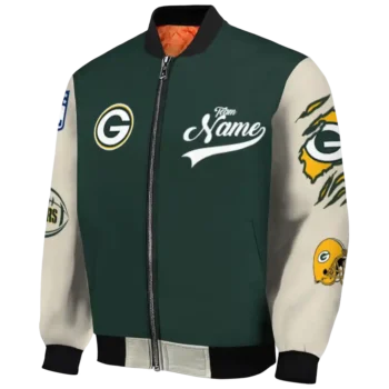 customized green bay packers razorback outline green nude bomber jacket best selling