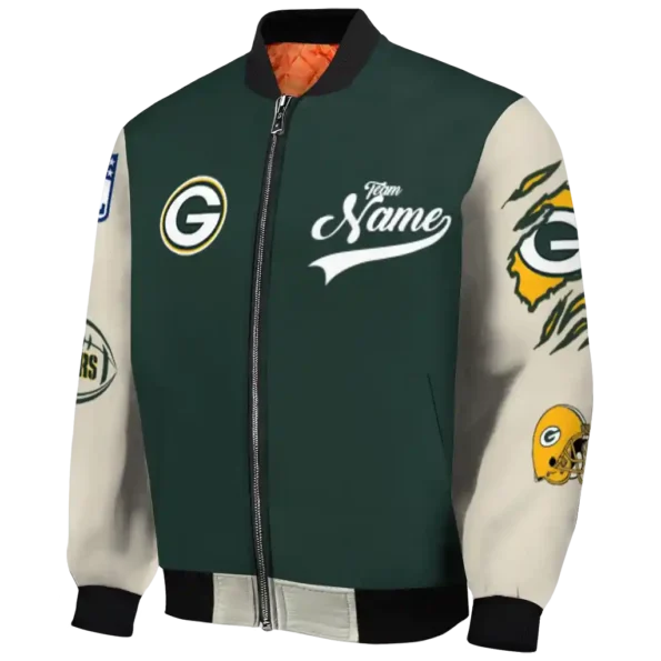 customized green bay packers razorback outline green nude bomber jacket best selling