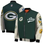 customized green bay packers razorback outline green nude bomber jacket best selling